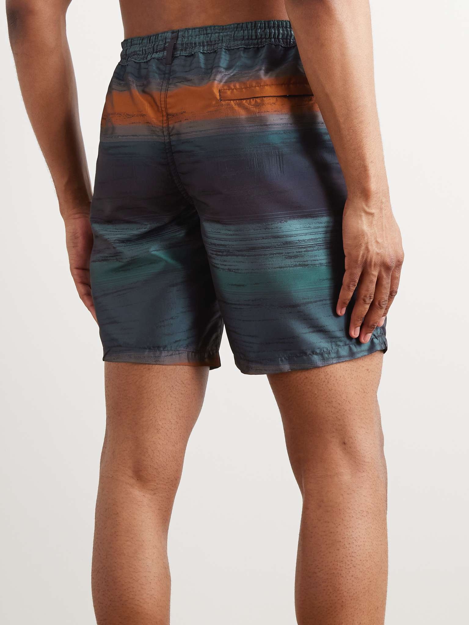 Straight-Leg Mid-Length Striped Recycled-Jacquard Swim Shorts - 3