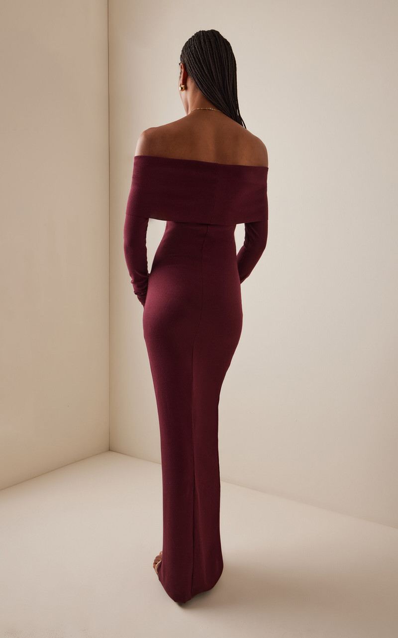 Off-The-Shoulder Cotton-Modal Maxi Dress burgundy 4
