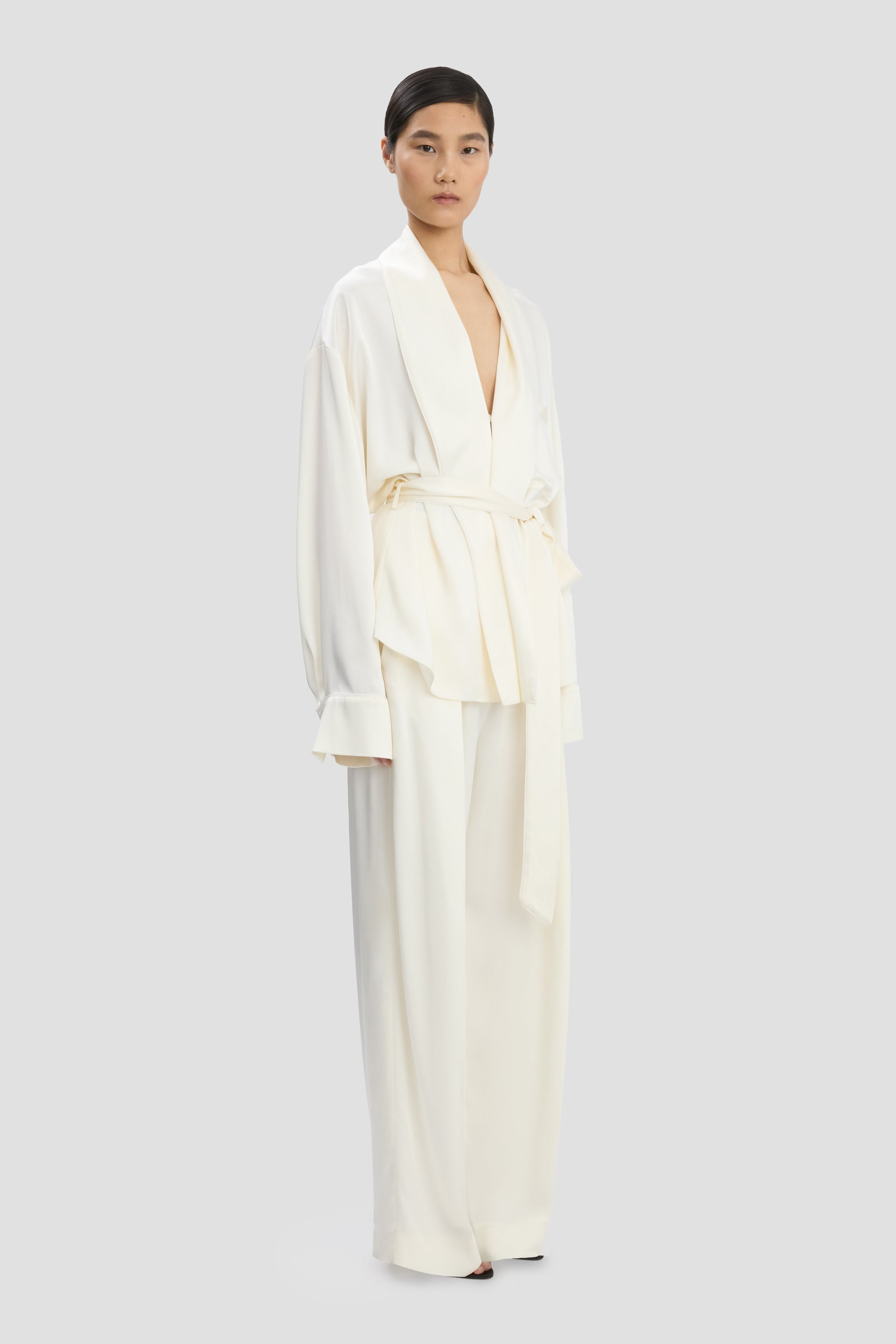 Wide Leg Trouser In Ivory - 3