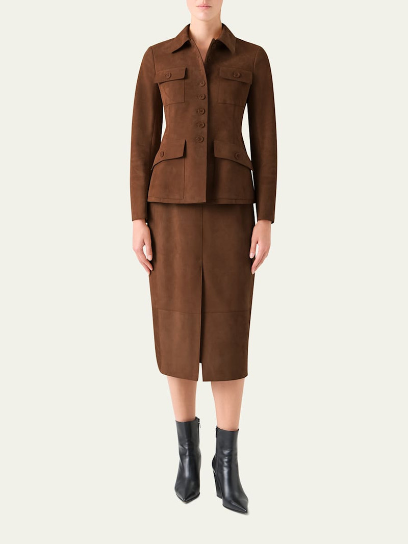 AKRIS Suede Midi Pencil Skirt outlook