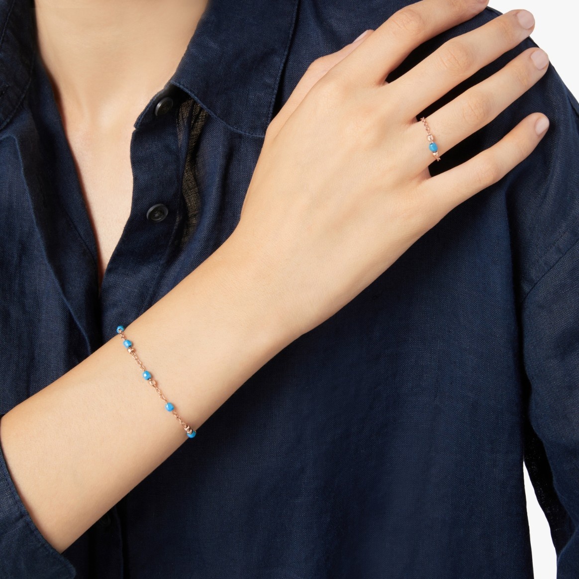 Rose Gold & Ceramic Mini Granelli Bracelet - 4