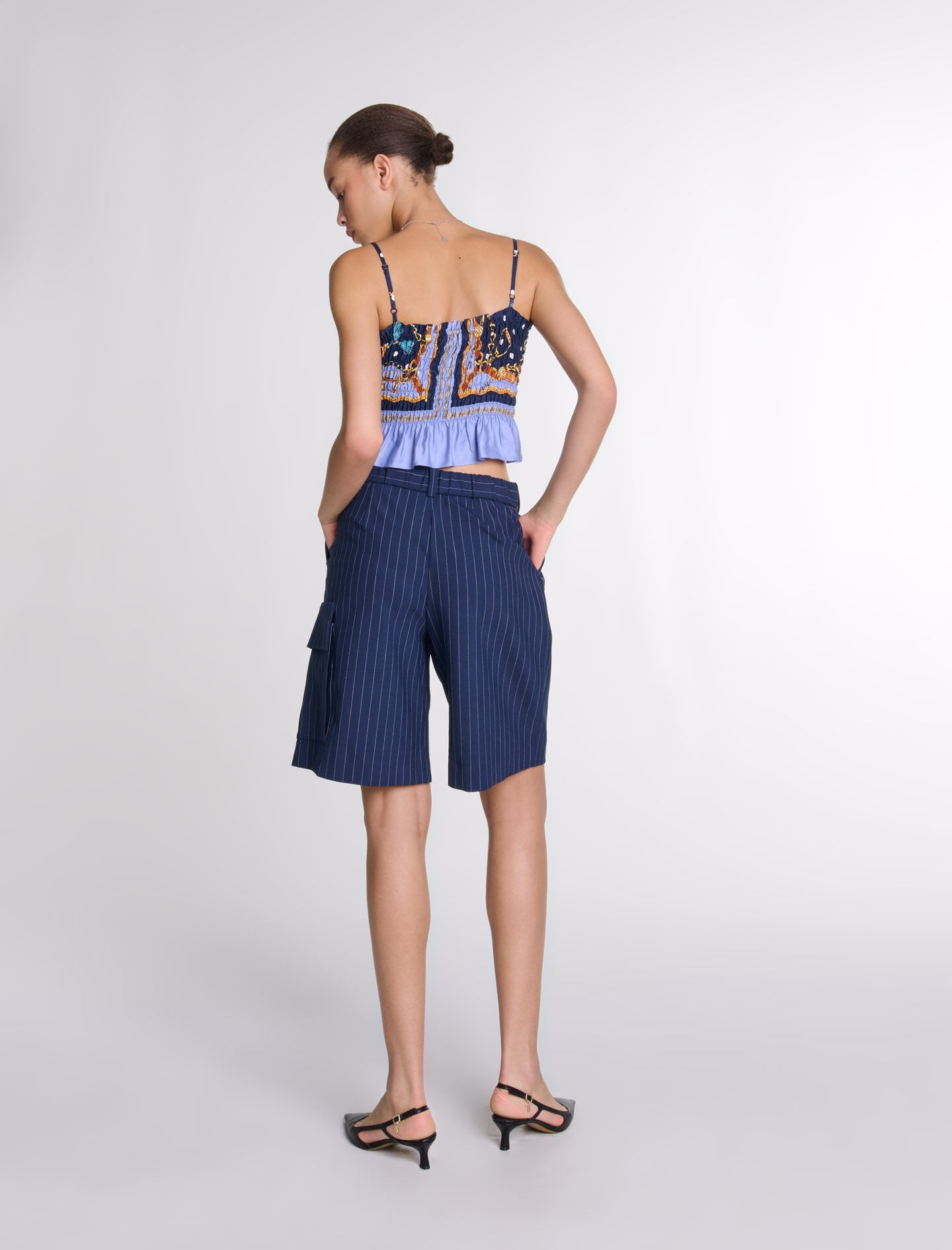 Printed smocked crop top - 4