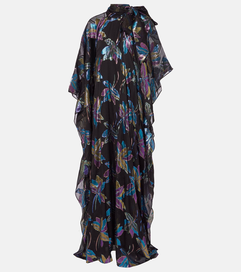Stevie tie-neck silk-blend lamé kaftan 1