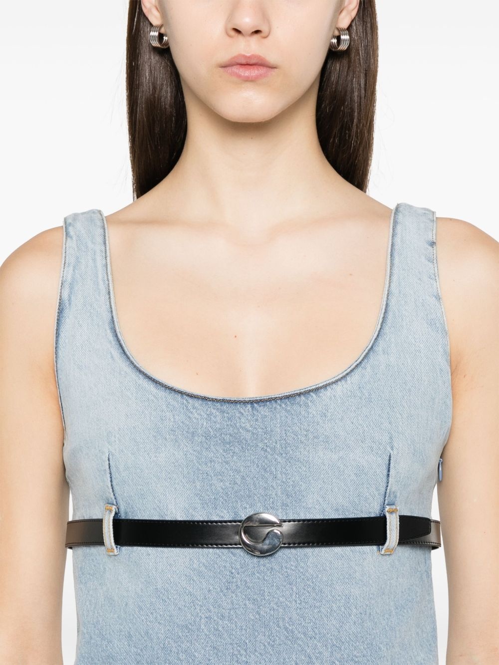 belted denim mini dress - 5