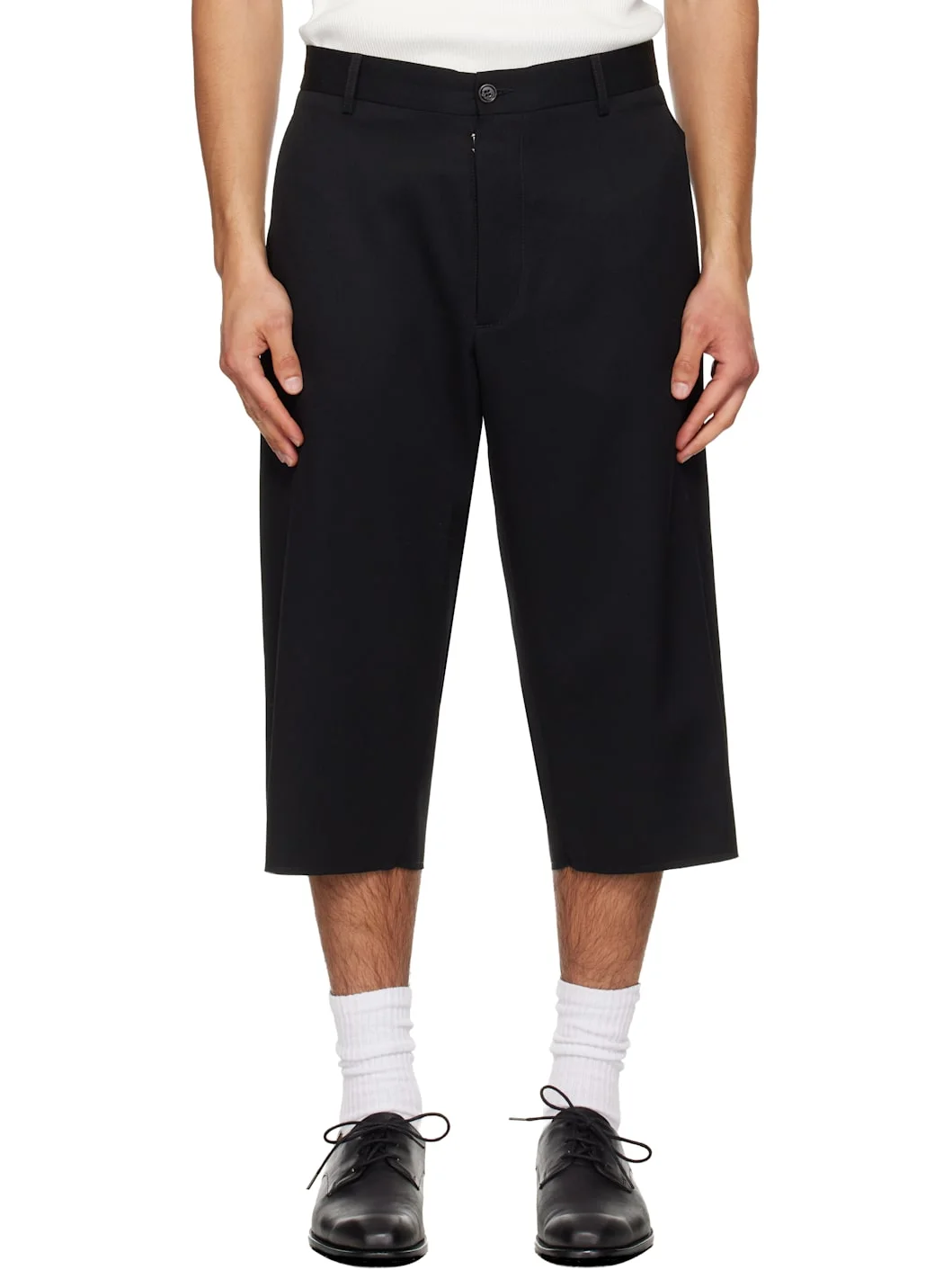 Black Virgin Wool Shorts - 1