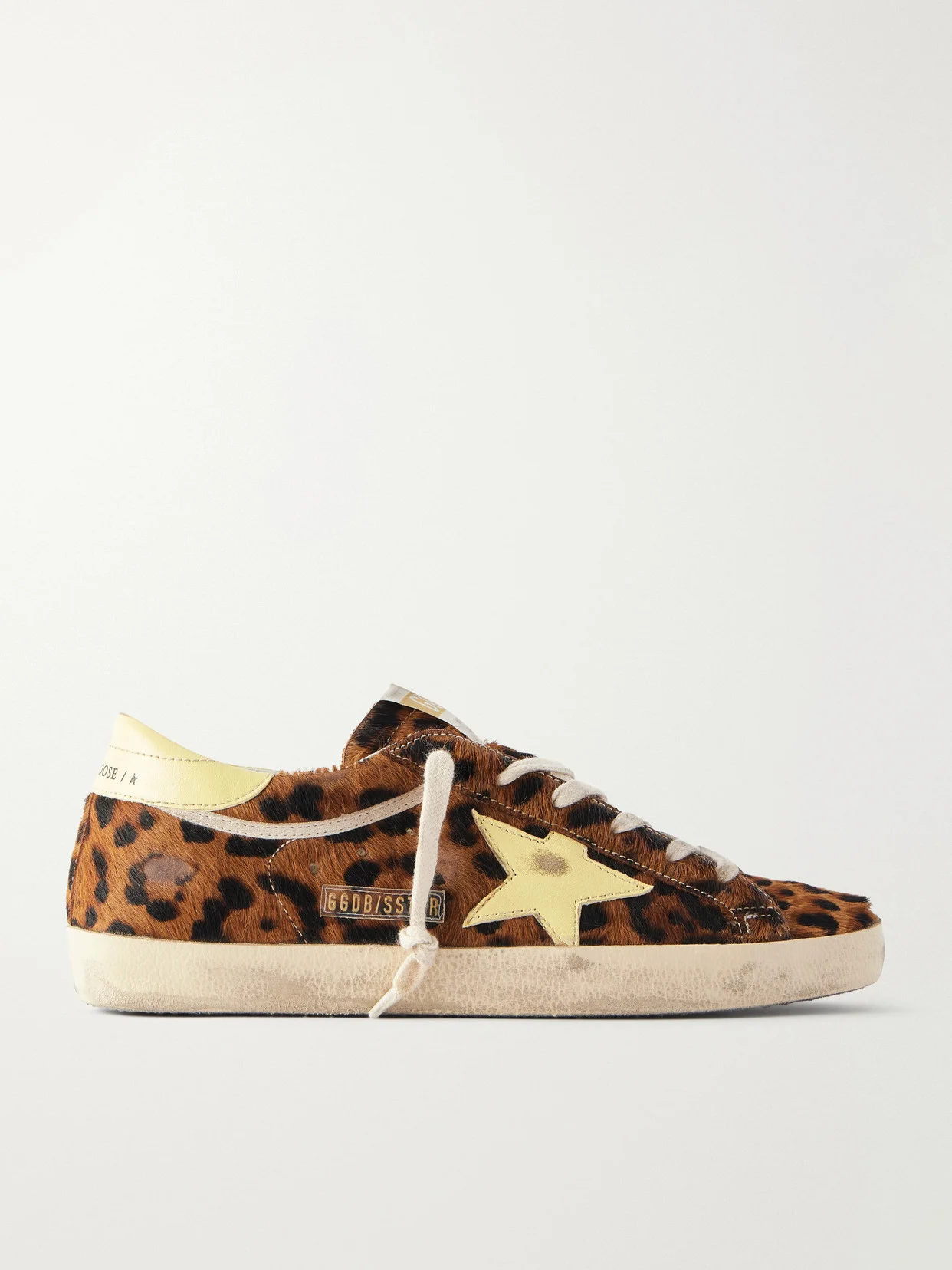 Super-star Horsy Distressed Animal-print Calf-hair And Leather Sneakers - 1