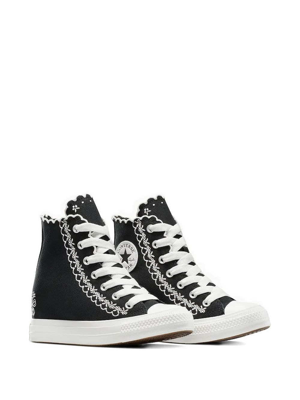 embroidered scalloped-edge sneakers - 2