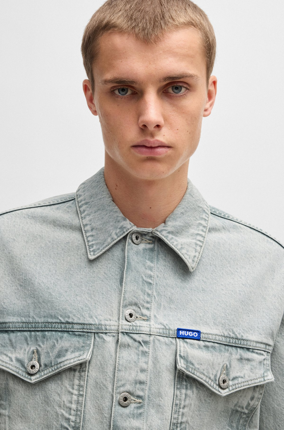 REGULAR-FIT JACKET IN LIGHT-GRAY STONEWASHED DENIM - 5