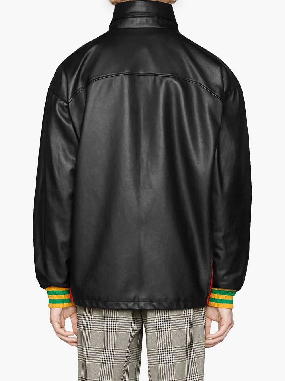 Leather bomber jacket with GG Blade - 4