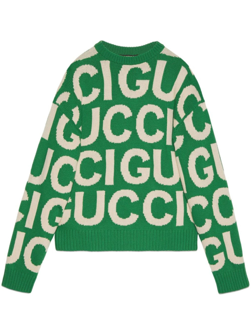 logo-intarsia wool jumper - 1