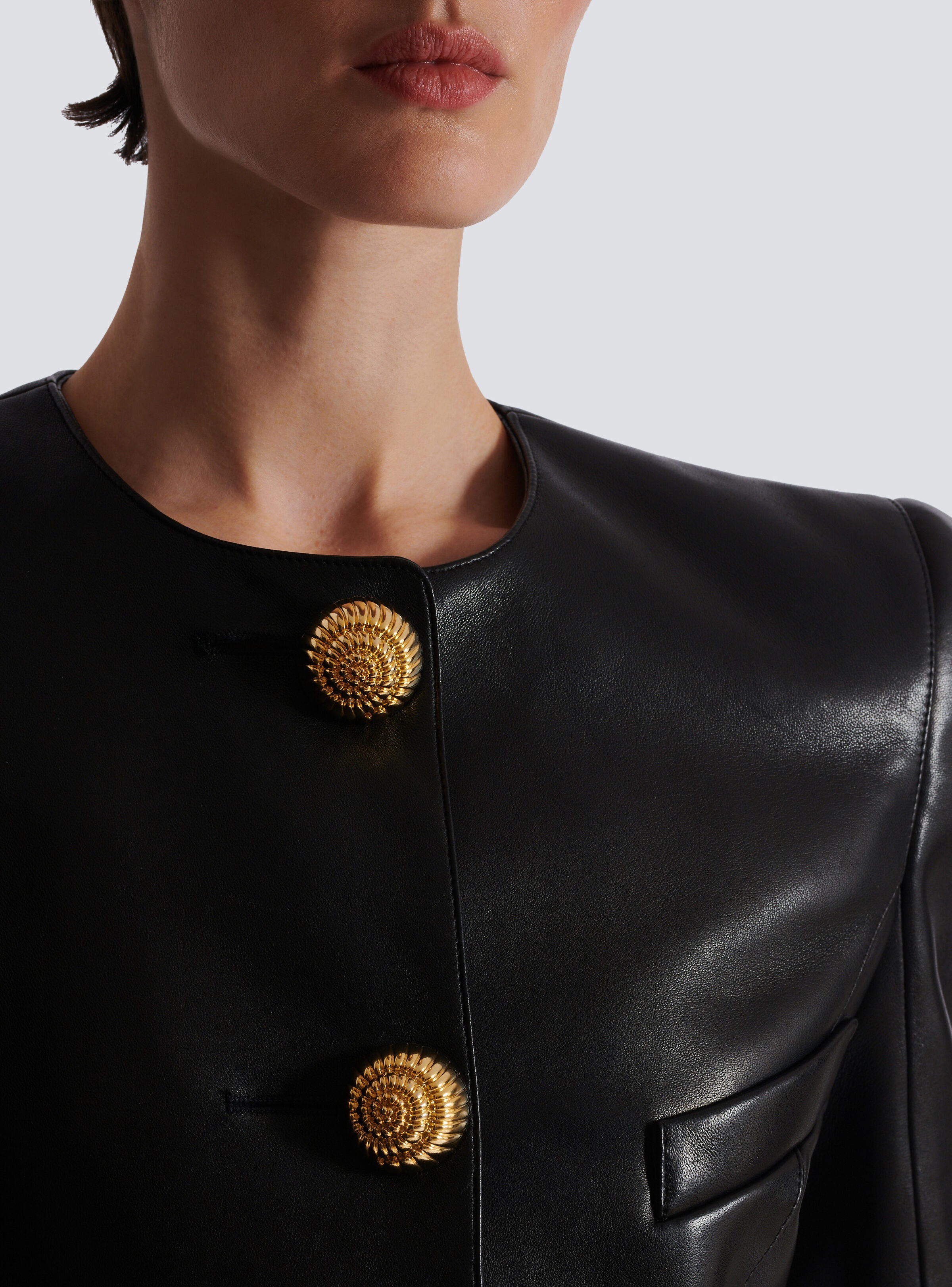 Lambskin leather peplum jacket - 9