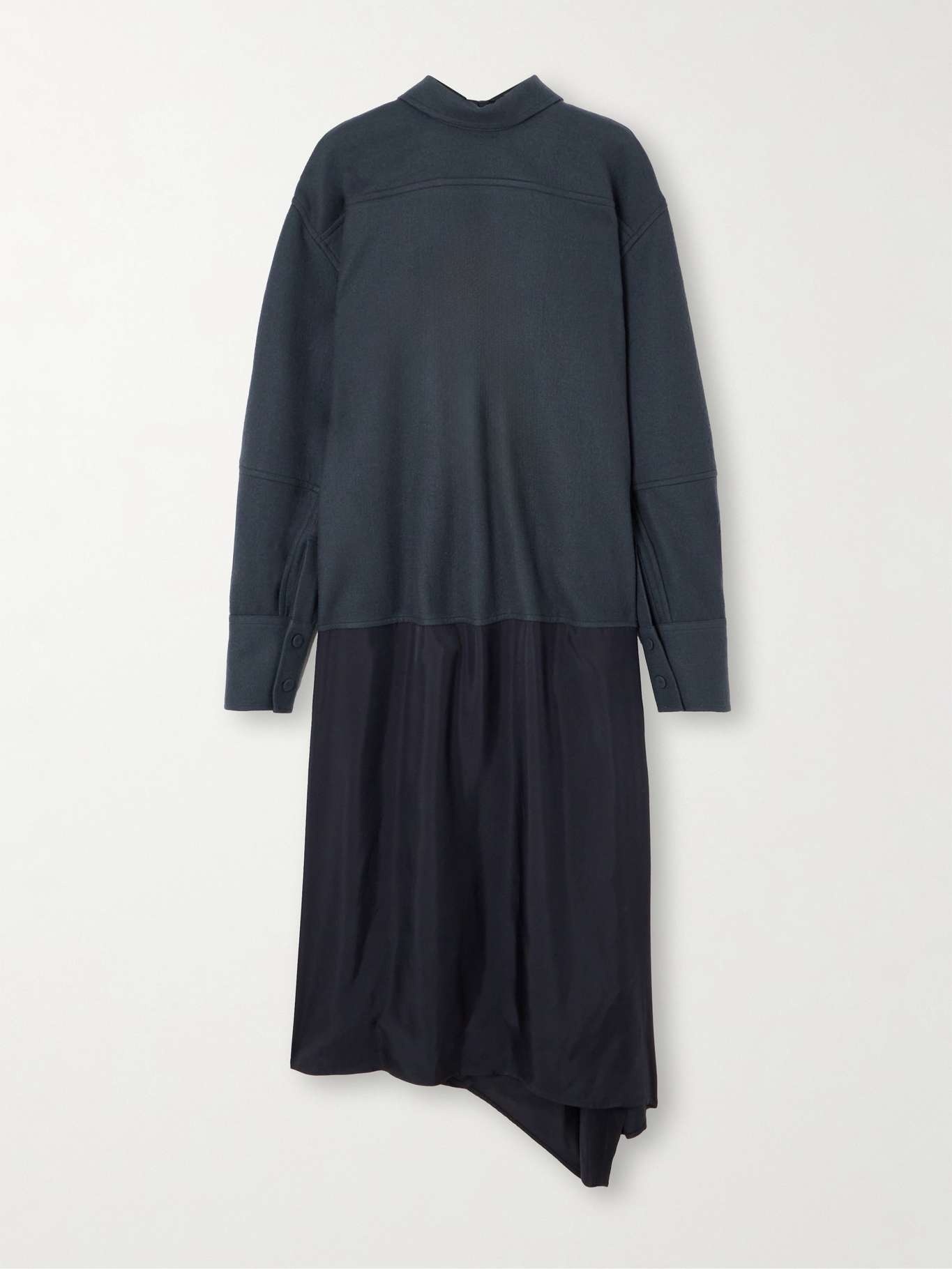 Asymmetric wool-felt and satin-twill dress - 1