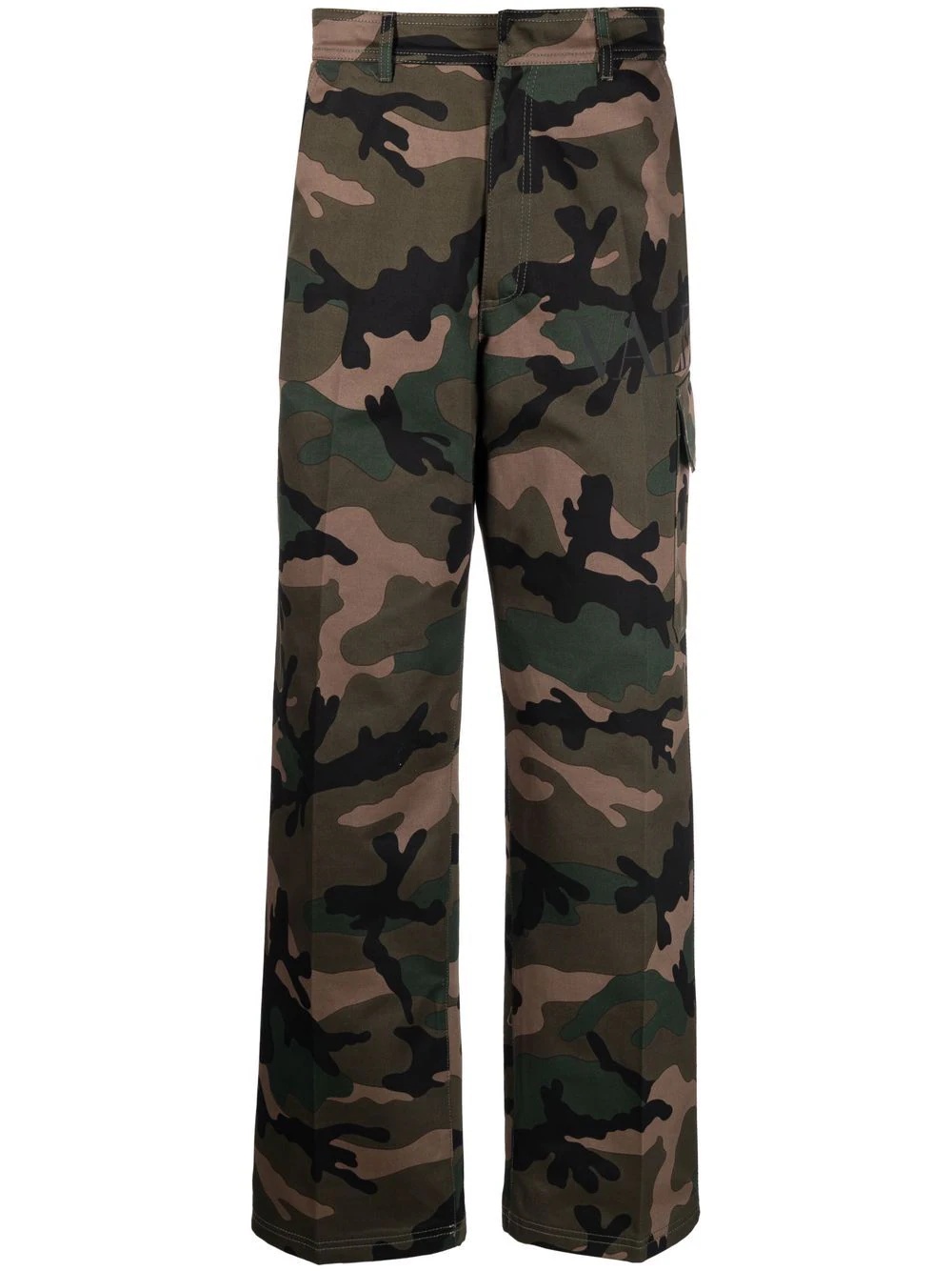 camouflage pattern straight-leg trousers - 1