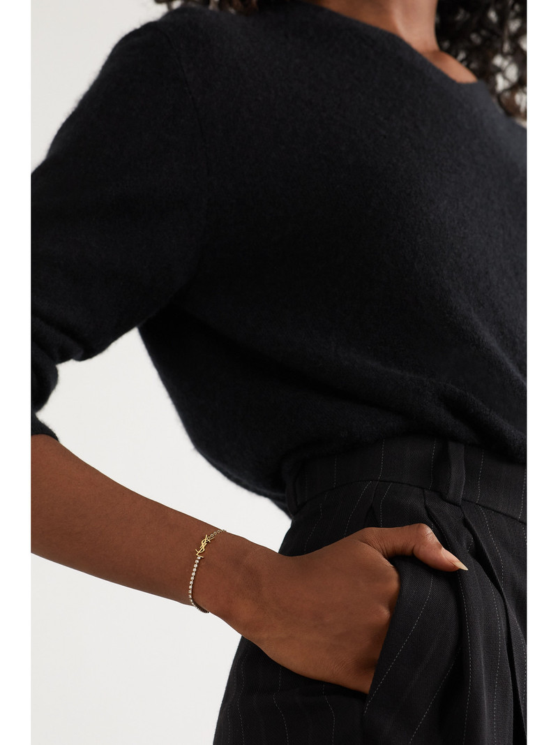 SAINT LAURENT Cassandre Gold-tone Crystal Bracelet outlook