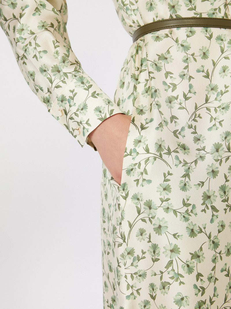 SNOB Printed silk twill dress - IVORY 5