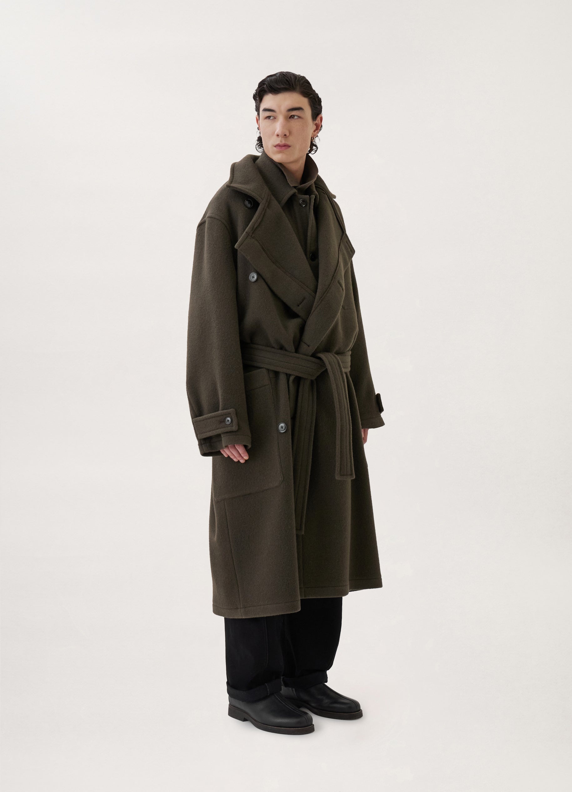 Lemaire WRAP COAT CABAN WOOL | REVERSIBLE