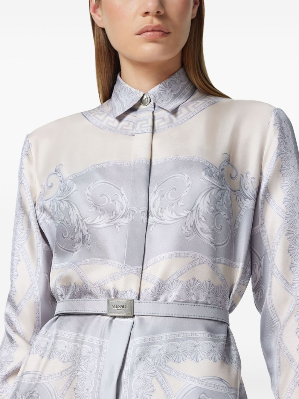 Barocco-print shirt dress - 5