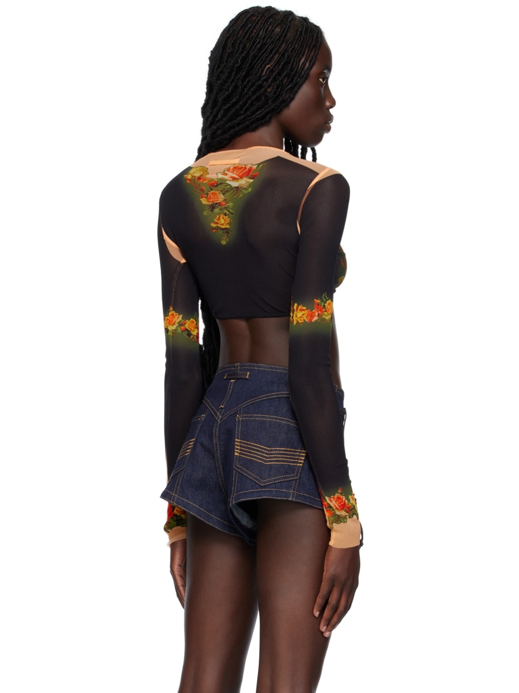 Black & Orange 'The Fleurs Petit Grand' T-Shirt - 3