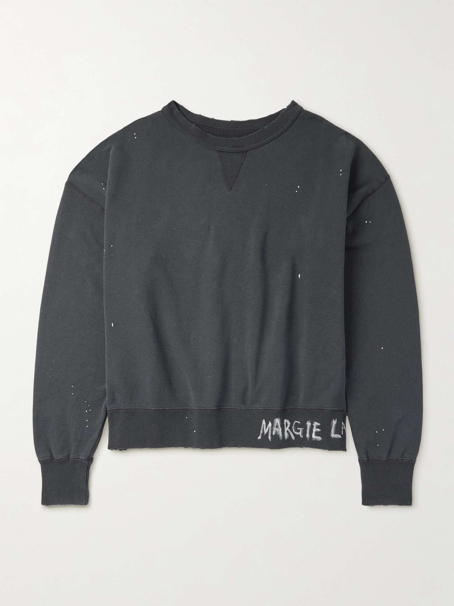 Cropped Paint-Splattered Cotton-Jersey Sweatshirt - 1