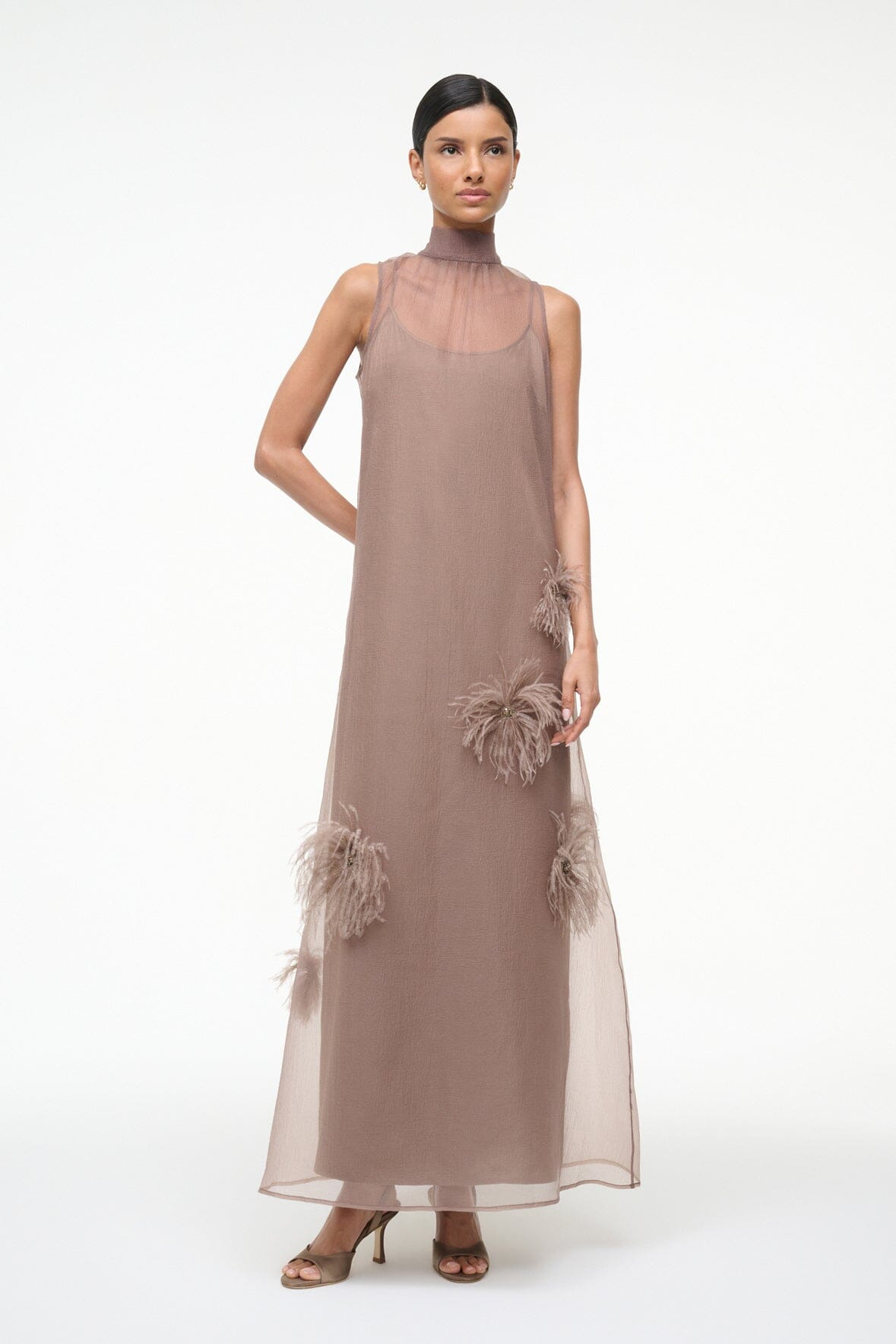 STAUD ALBEE DRESS TRUFFLE - 8