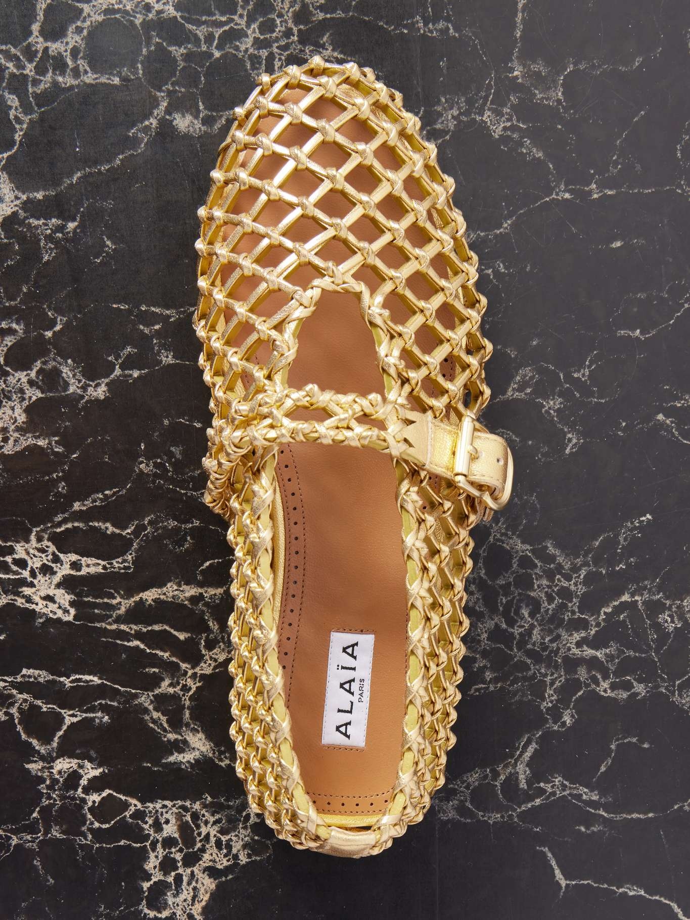 Metallic woven leather ballet flats Gold - 5