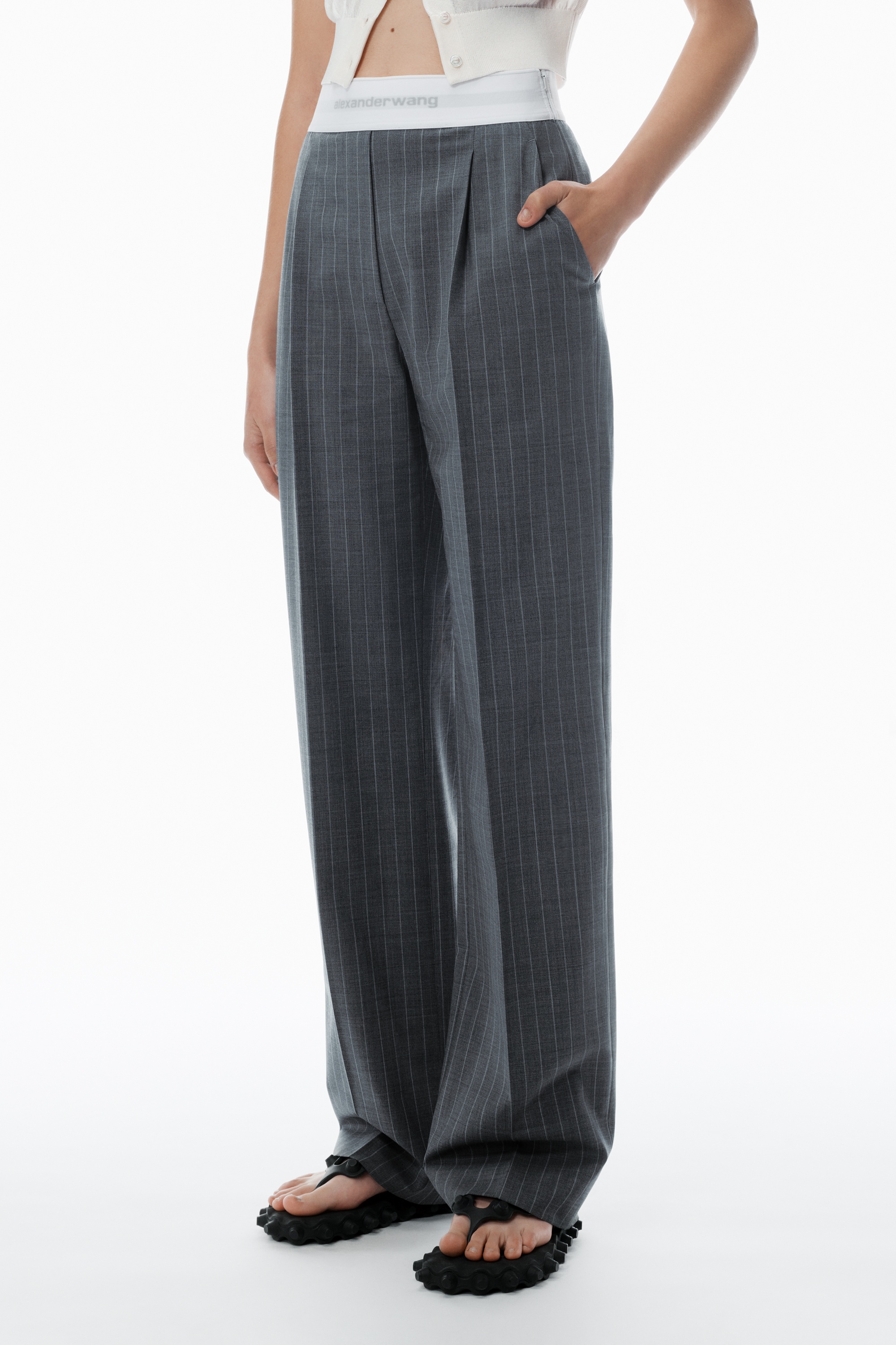 High-Waisted Pleat Pant with Logo Elastic - 3