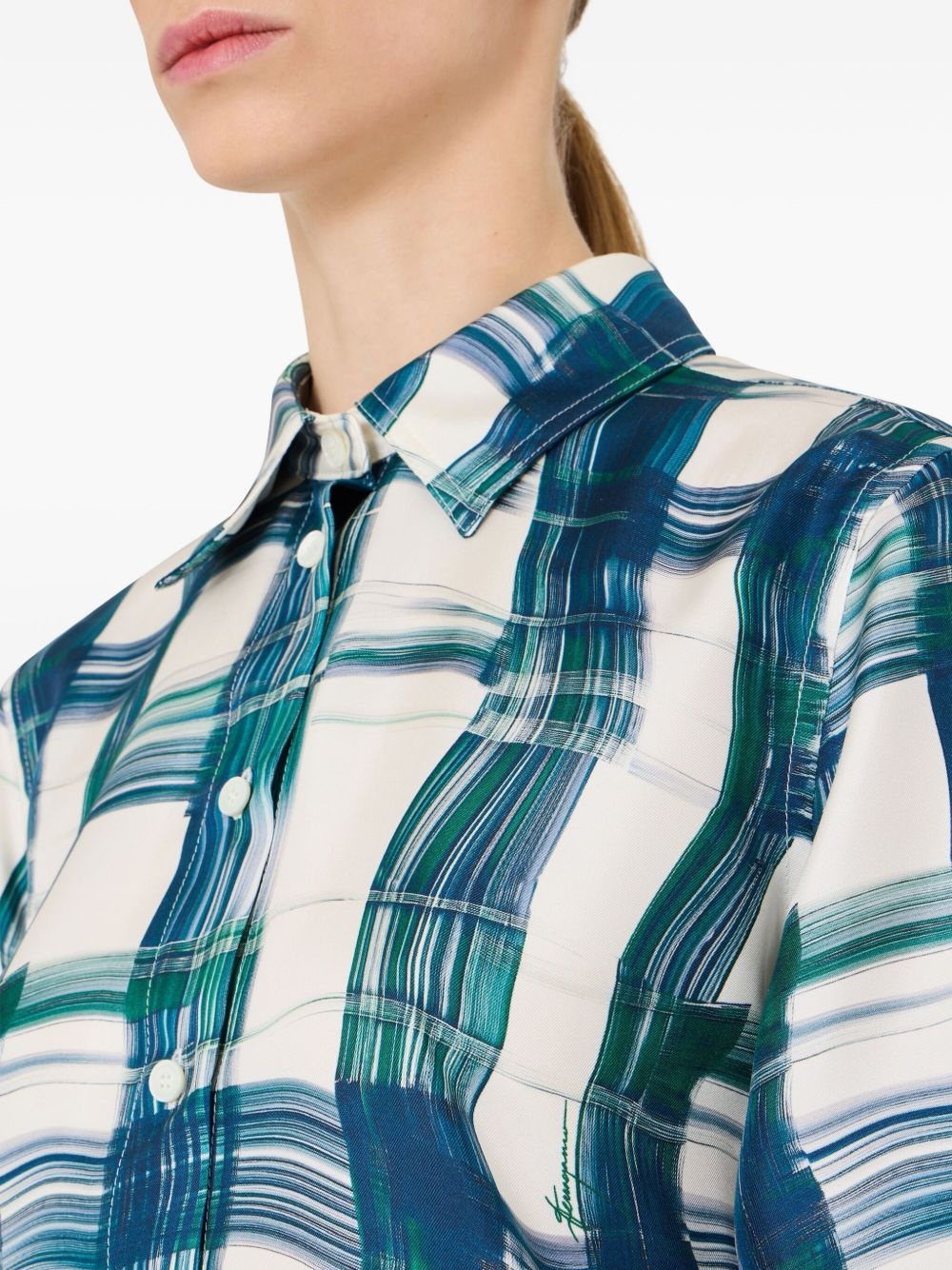 plaid silk shirt - 6