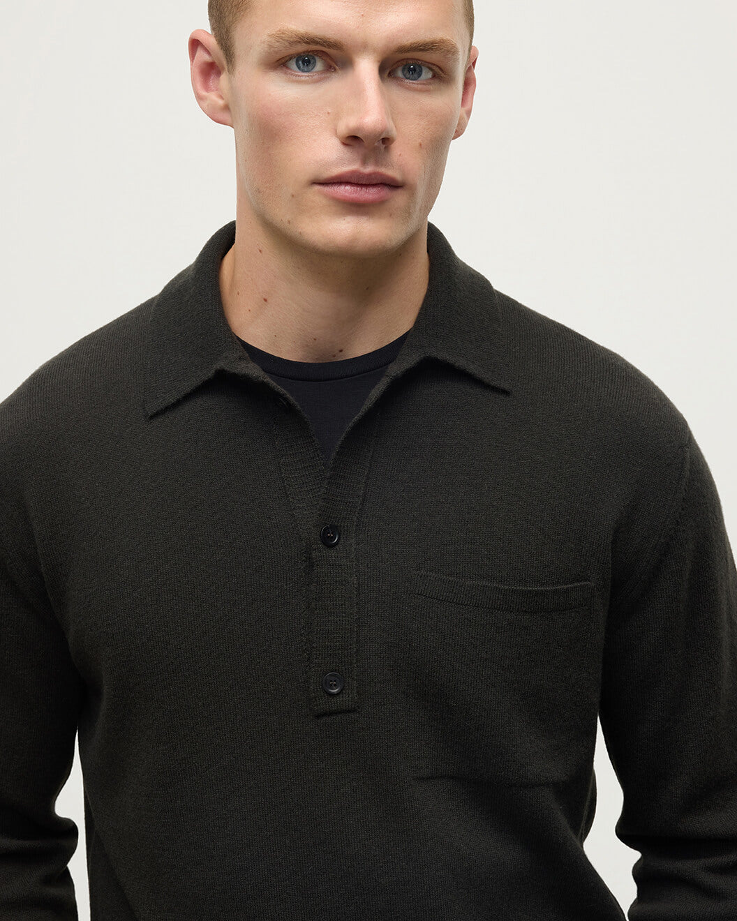 Cashmere Long Sleeve Grey Poloshirt - 5
