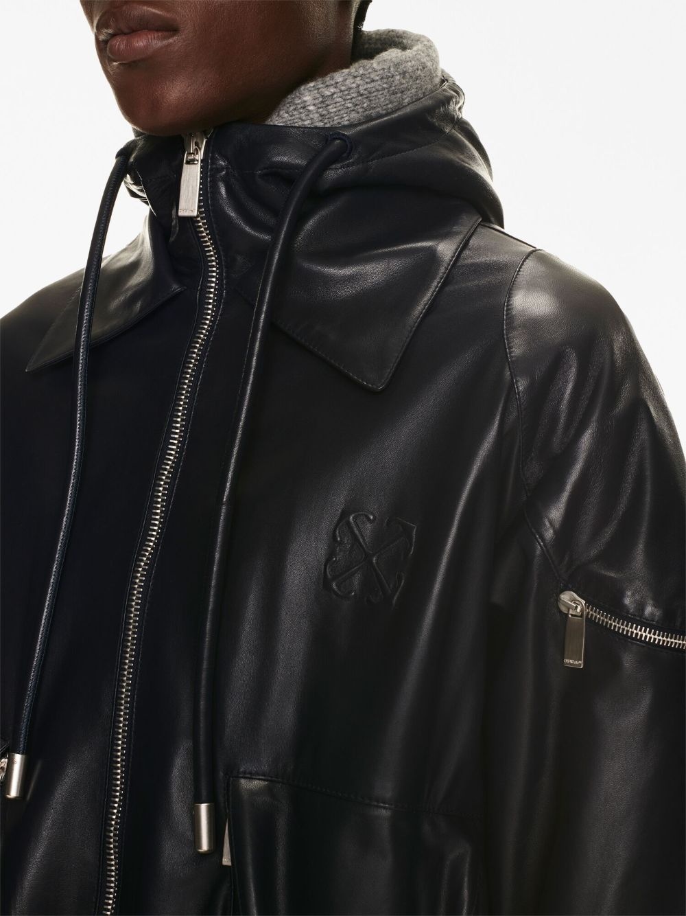 Arrow pocket-detail leather jacket - 4