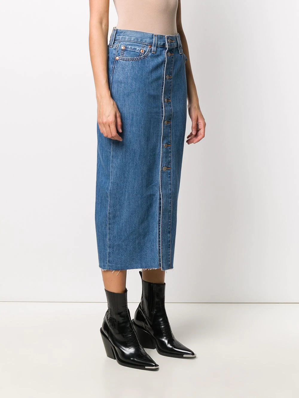 front button denim skirt - 3