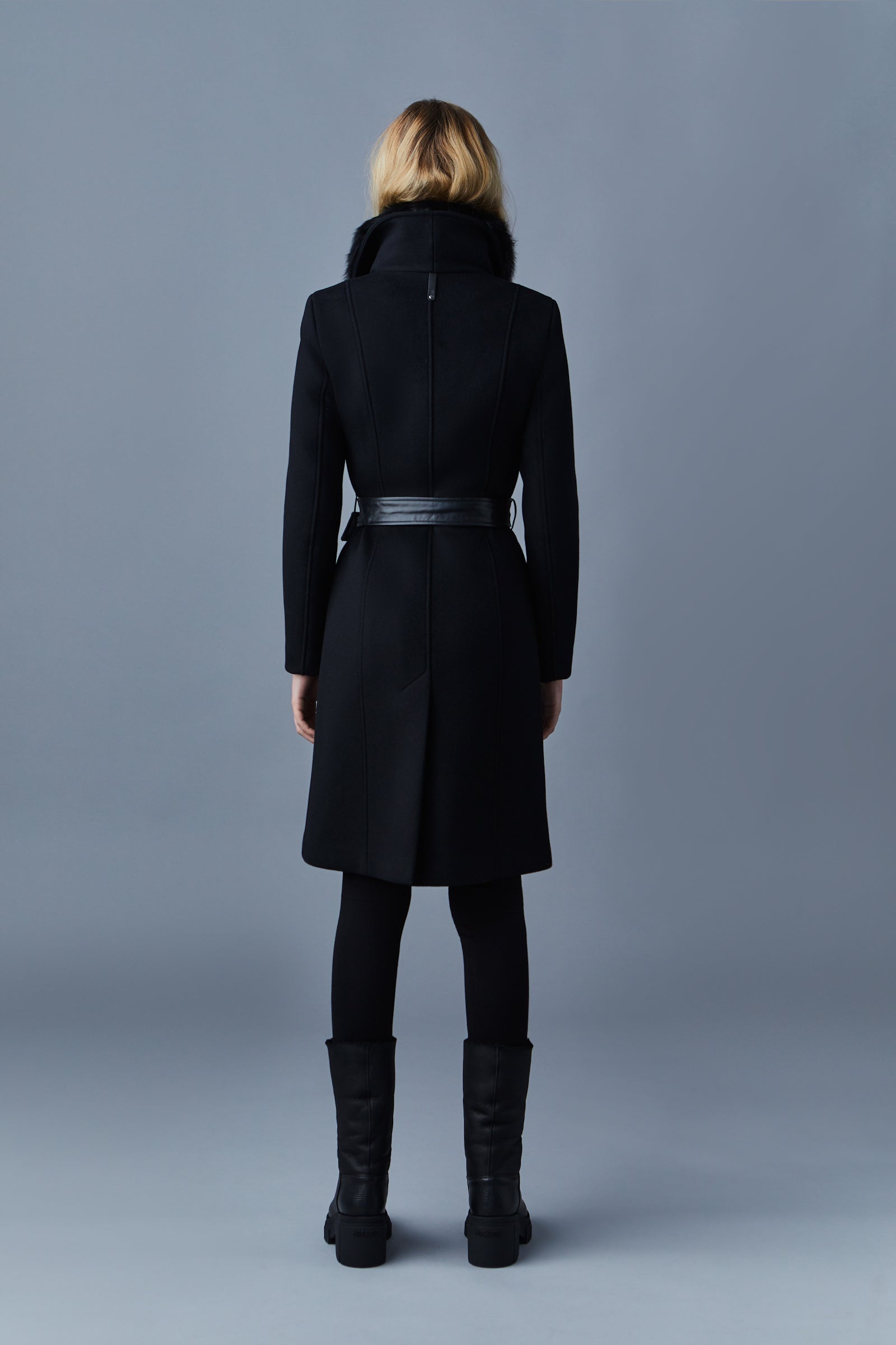 NORI 2-in-1 double face wool coat with shearling bib - 5