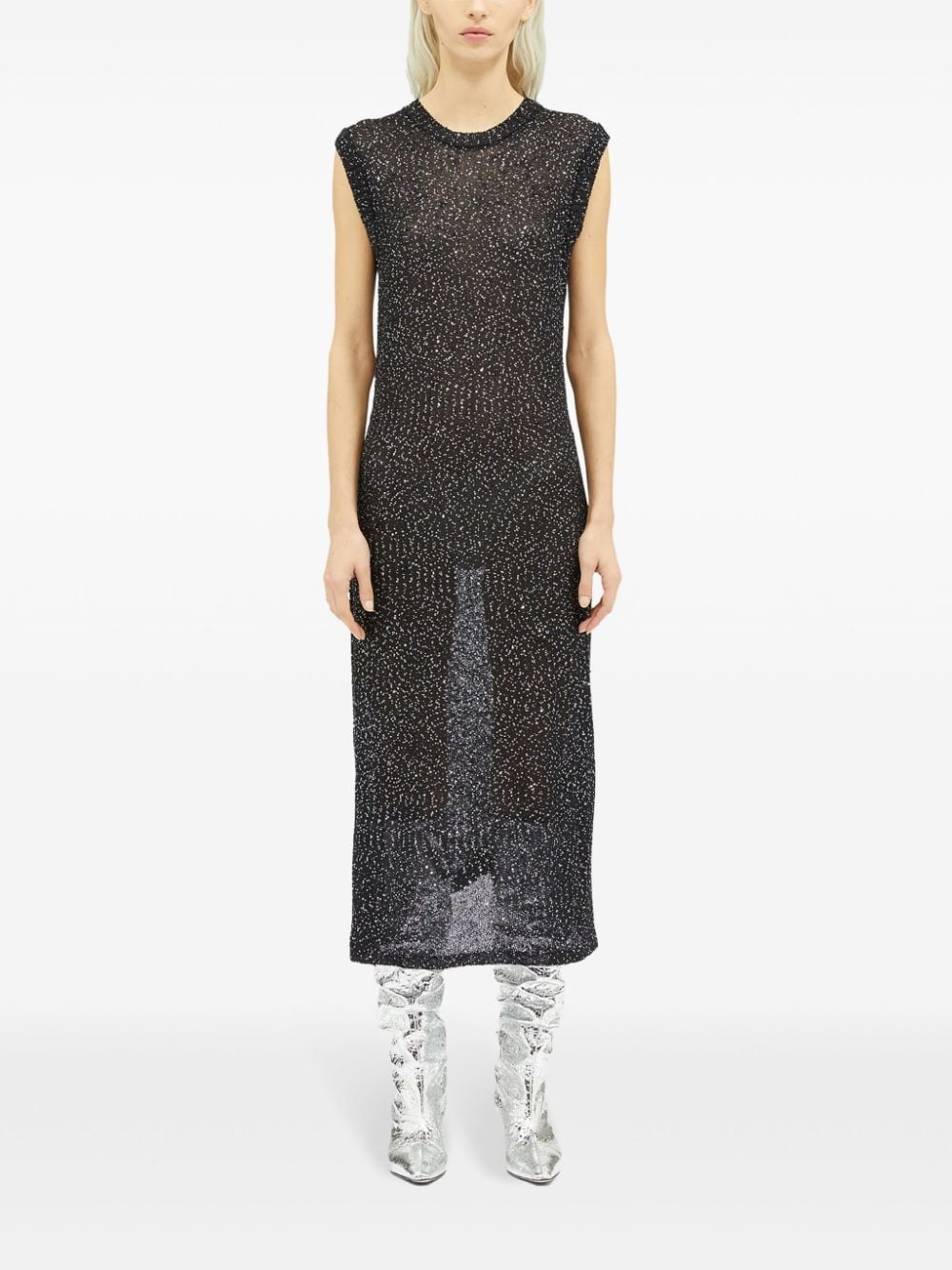 sequin-embellished sheer midi dress - 2