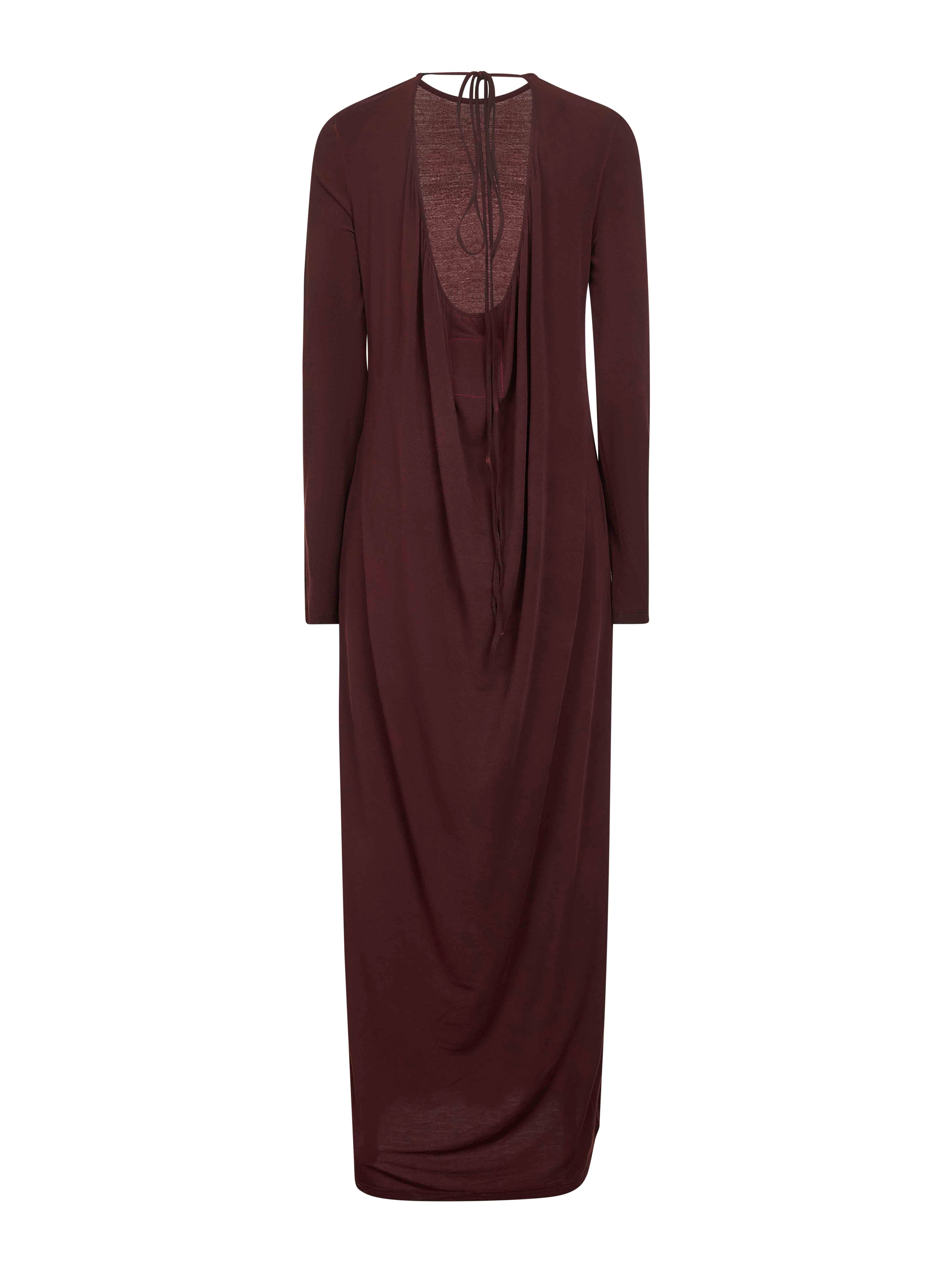 Dark red stretch jersey Dea long dress - 2