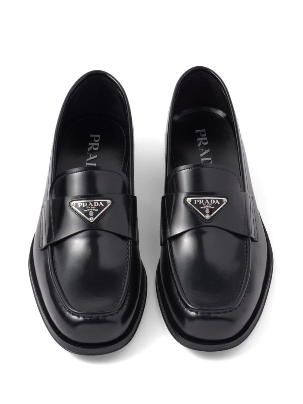 triangle-logo brushed-leather loafers - 5