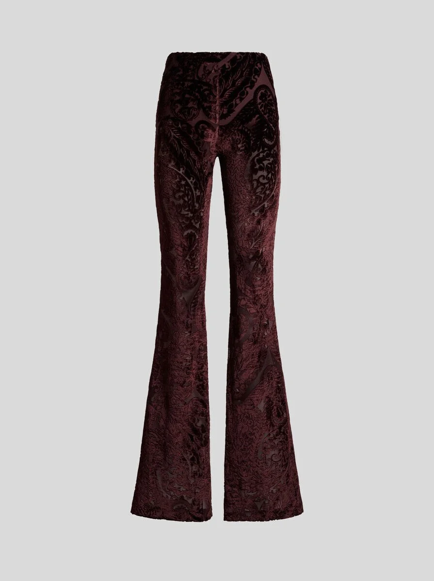 JACQUARD CHENILLE TROUSERS WITH LACE EFFECT - 1