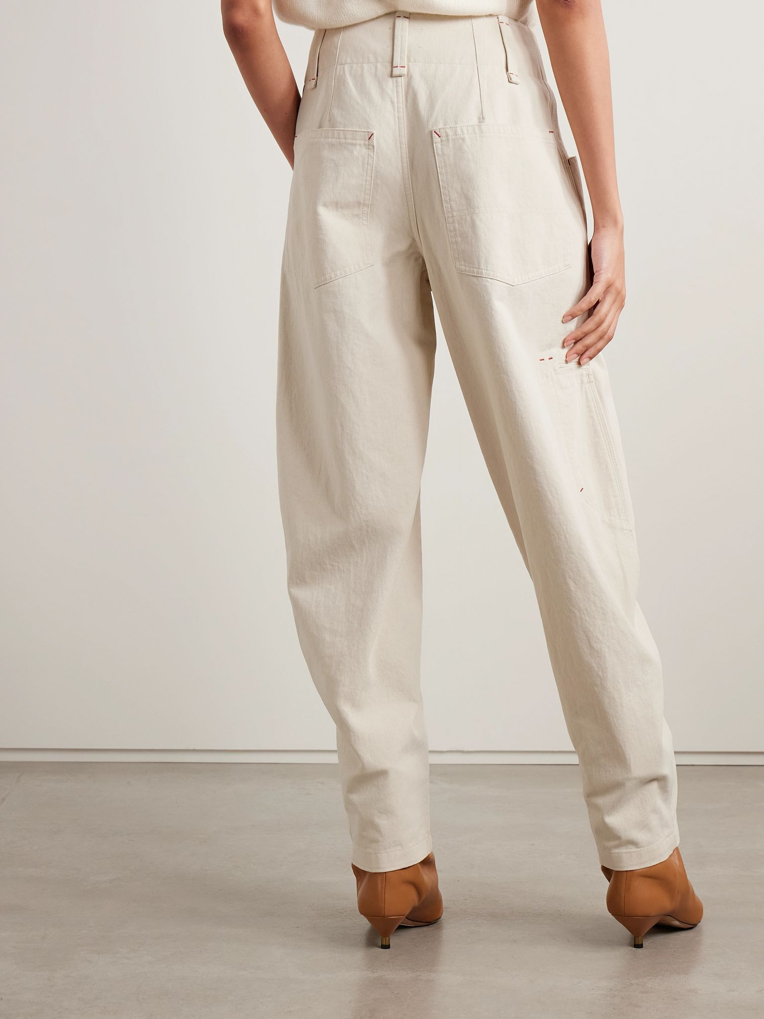 Oumaya high-rise barrel-leg jeans Ecru - 4