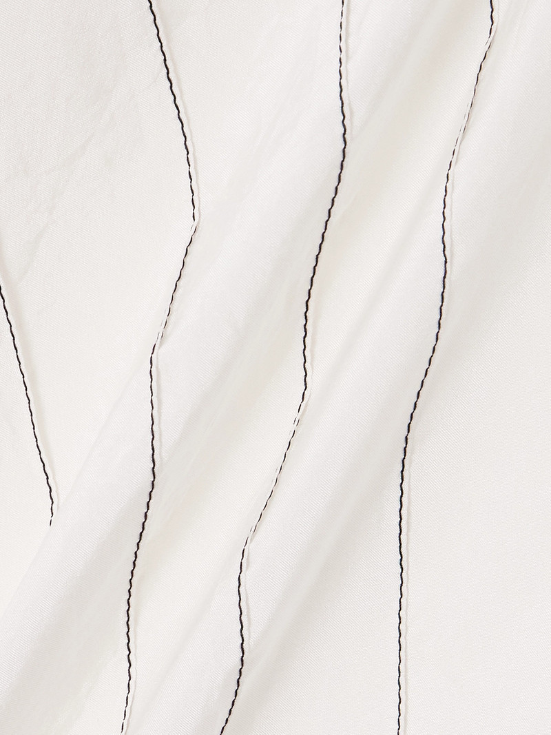 Scarf-detailed Embroidered Silk-twill Shirt 5