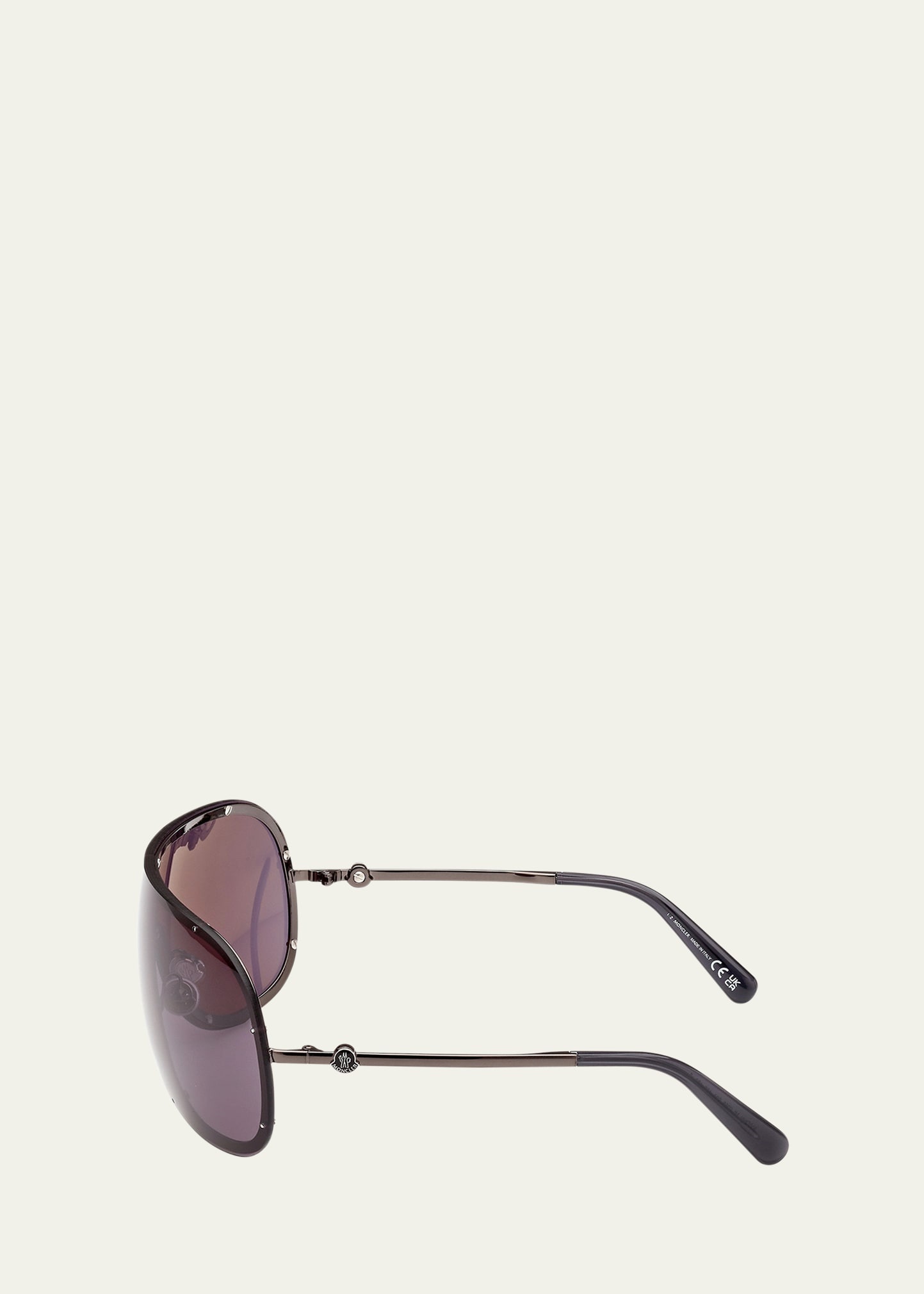 Gunmetal Logo Metal Alloy Shield Sunglasses - 3
