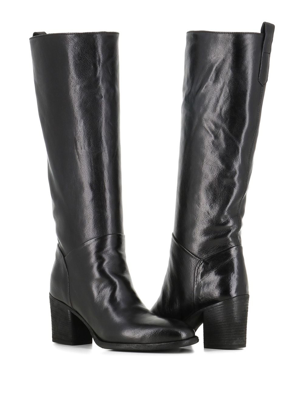 leather block-heel boots - 4