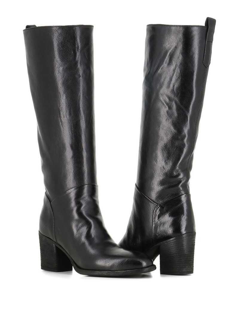 leather block-heel boots 4