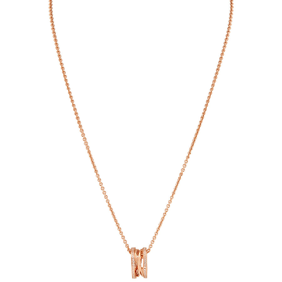 Bvlgari B.Zero1 18K Rose Gold Diamond Pave Necklace 354195 - 1