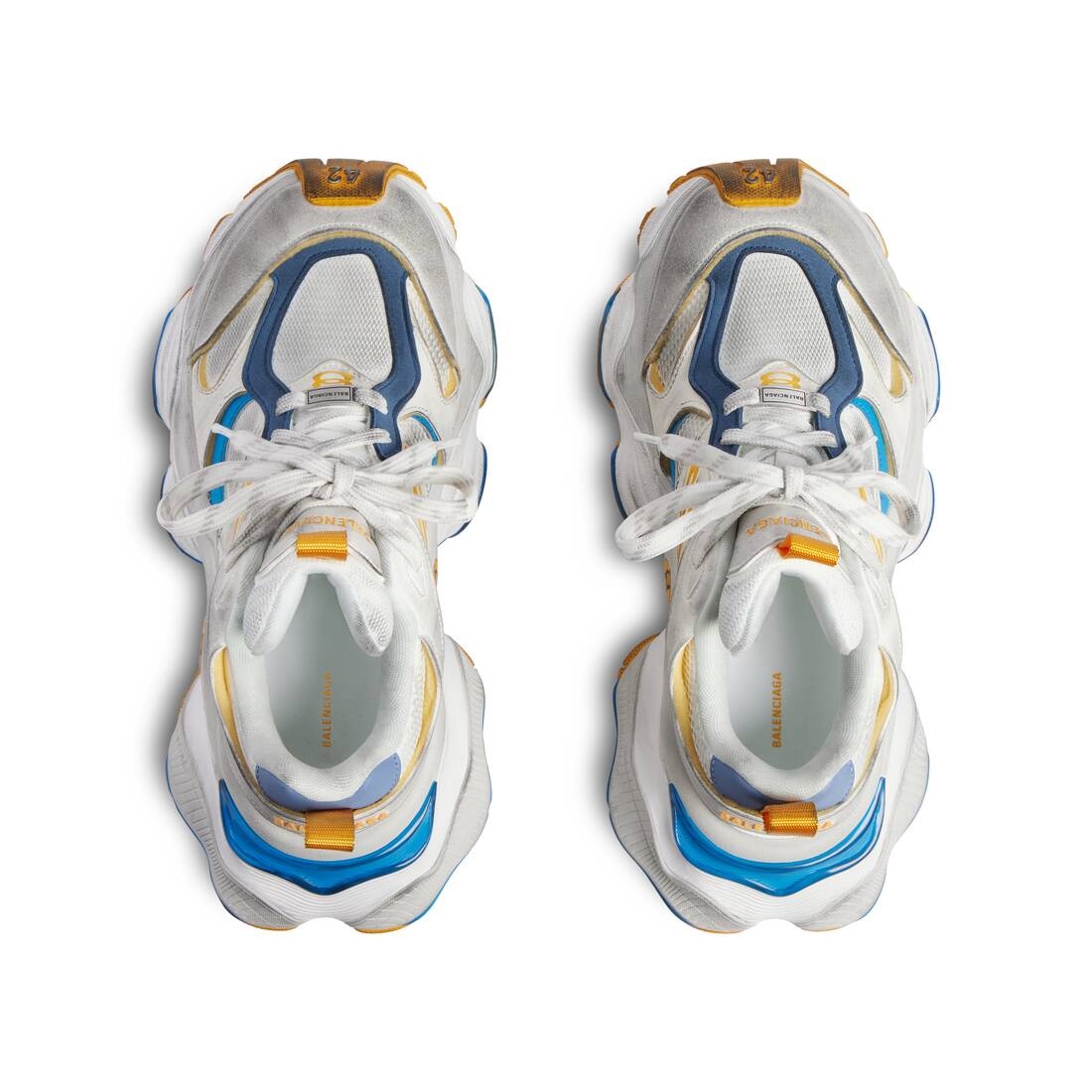 BALENCIAGA Men's Cargo Sneaker in White/grey/orange/blue