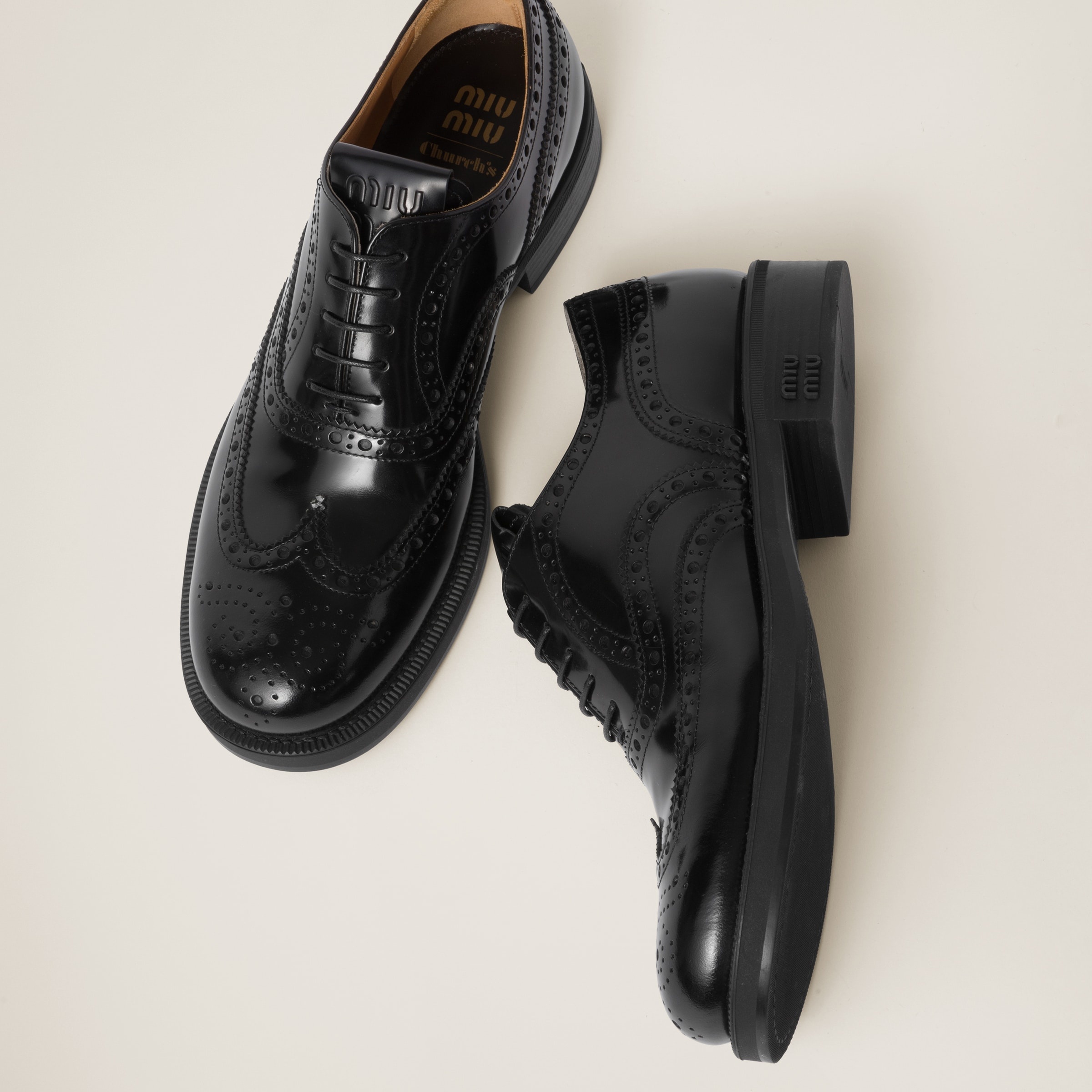 Miu Miu Church's X Miu Miu Brushed Leather Oxford Brogue