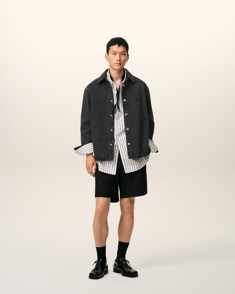 AMI Paris BLACK COTTON KNITTED AMI DE COEUR OVERSHIRT outlook