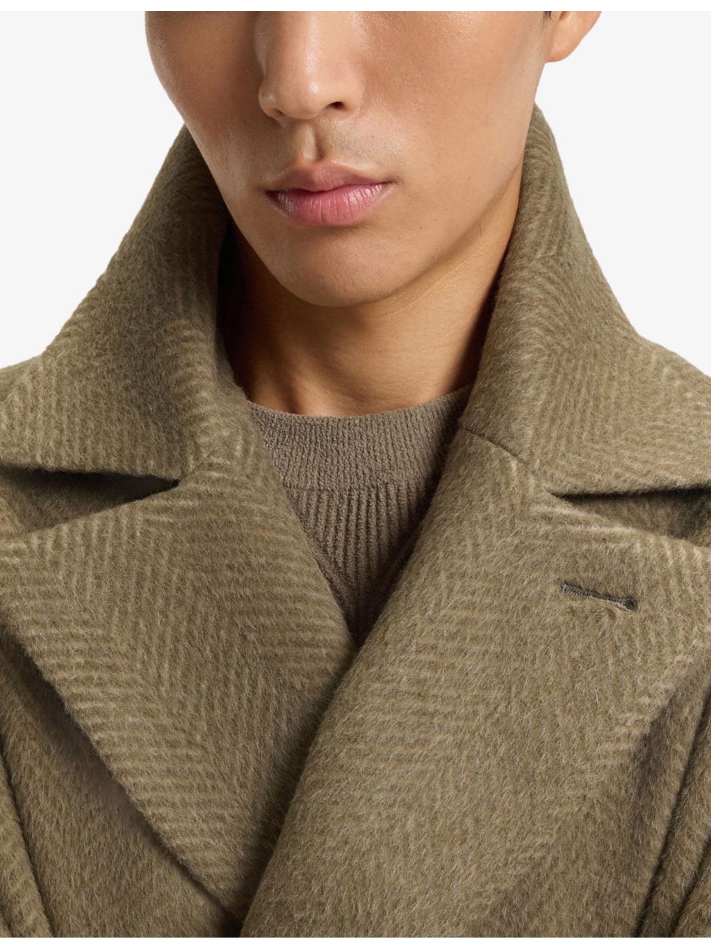 Double-Breasted Herringbone Wool-Blend Coat - 5