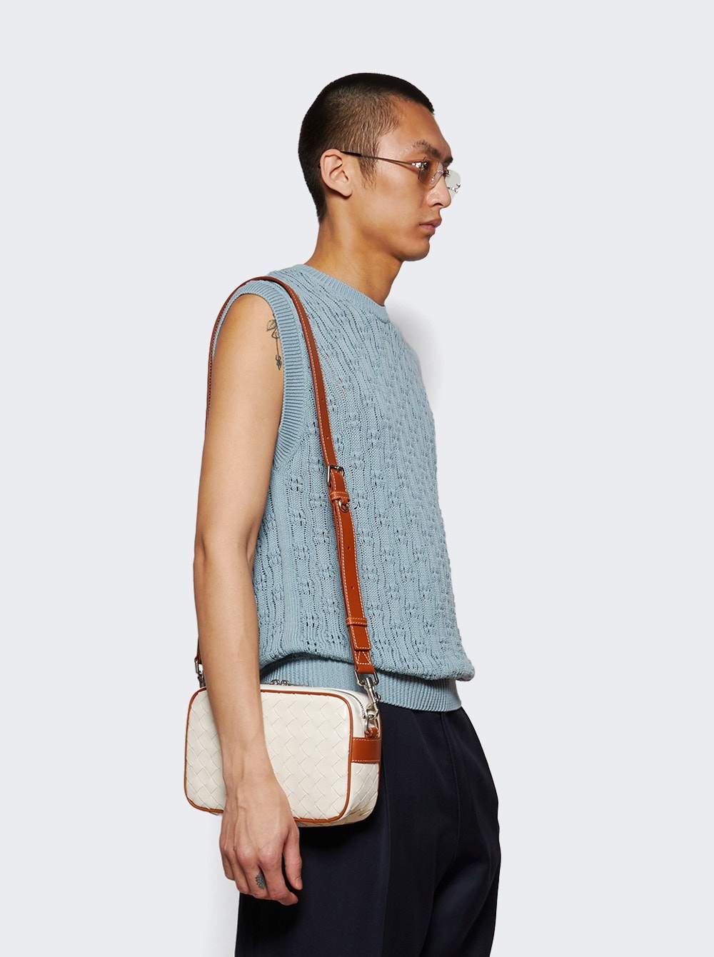 Small Intrecciato Camera Bag White - 2
