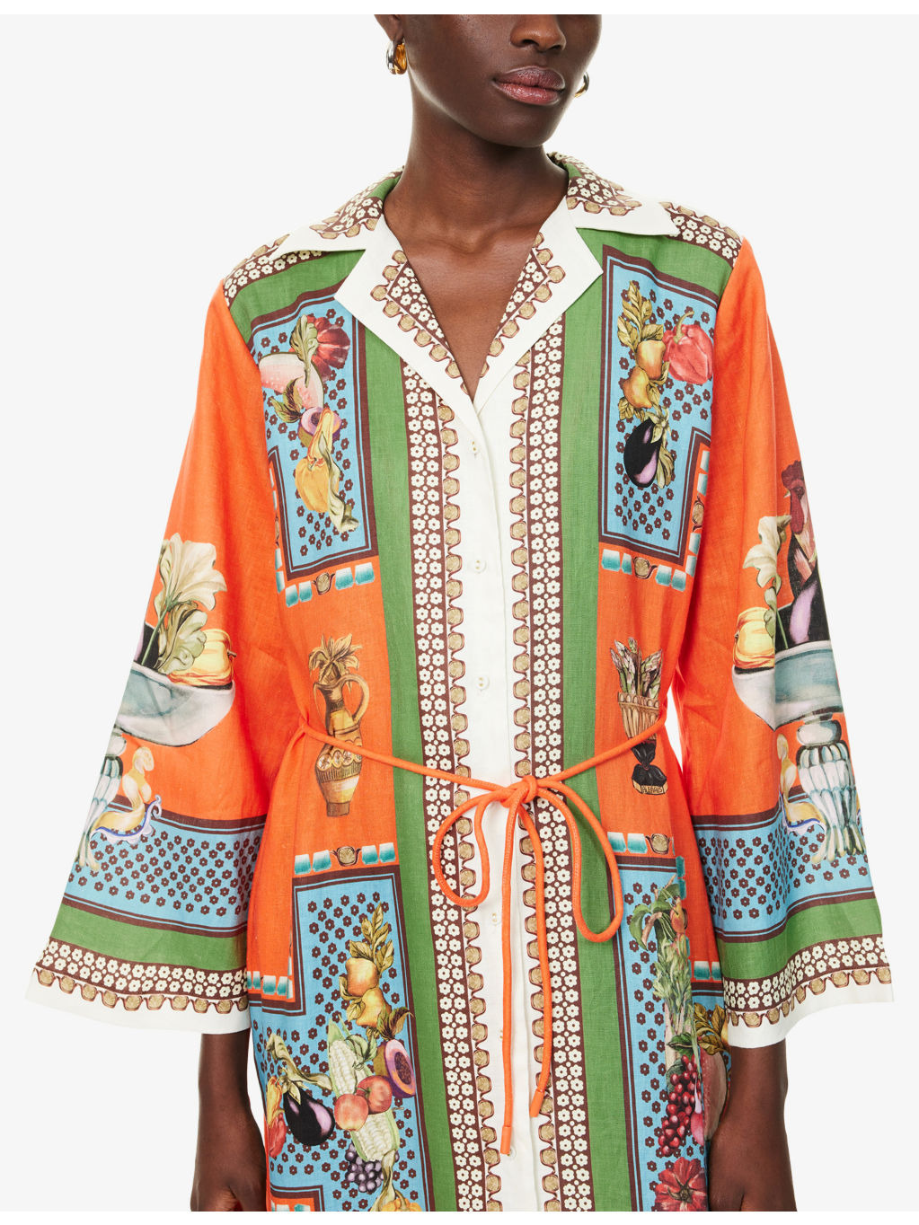 Rocco Graphic-Pattern Flax Midi Shirt Dress - 5