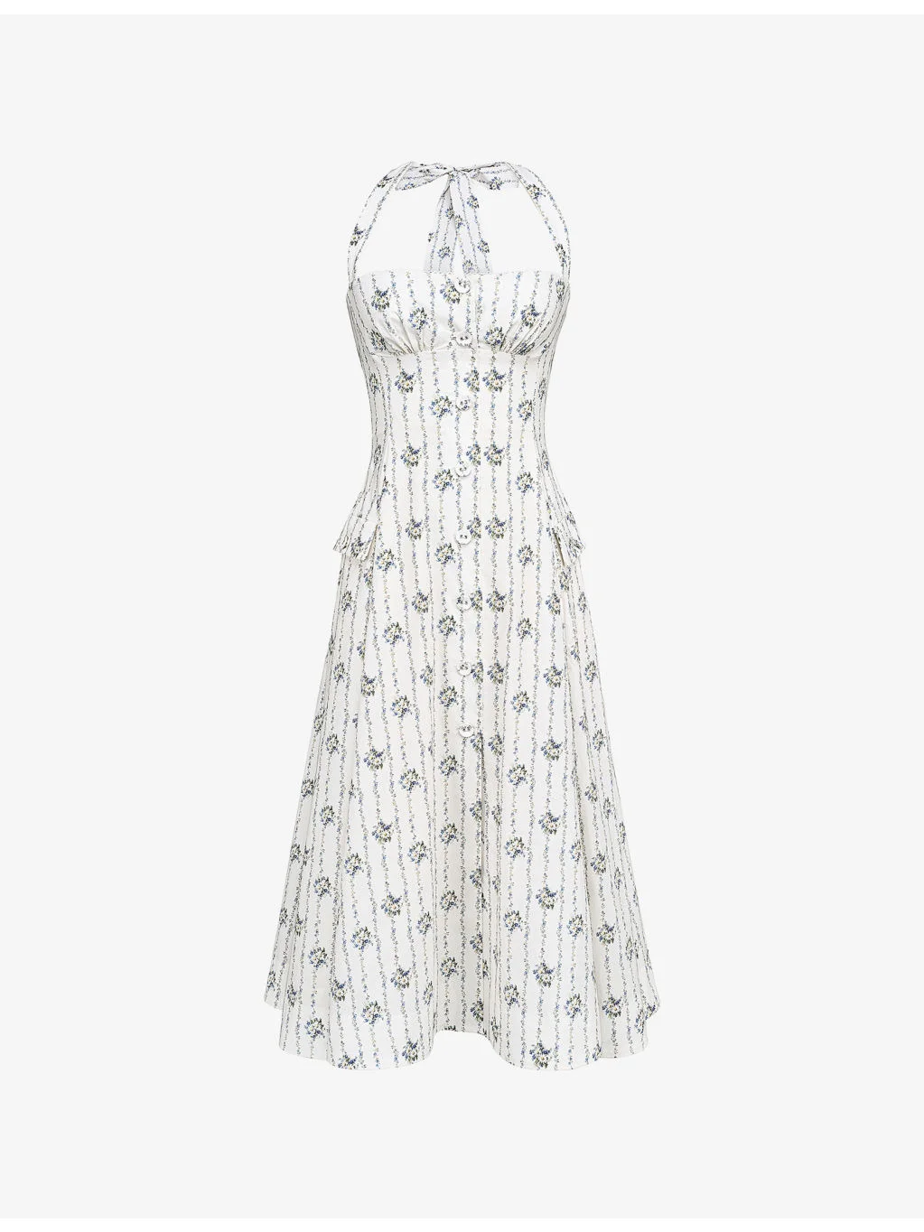 Claudia Daisy-Print Stretch-Cotton Midi Dress - 1