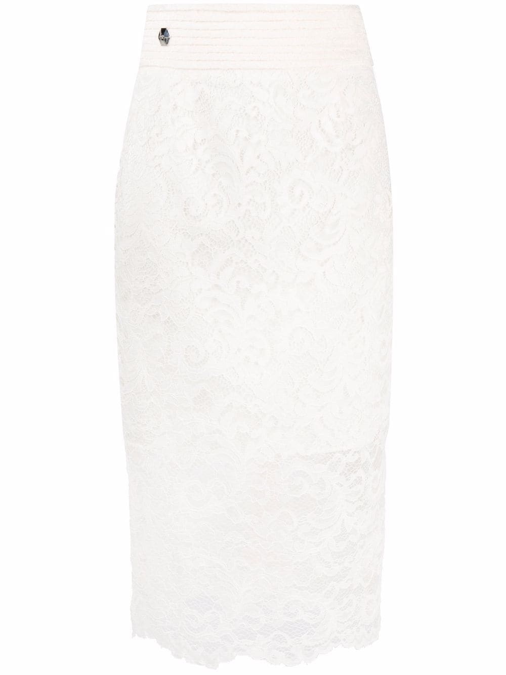 lace-patterned pencil skirt - 1
