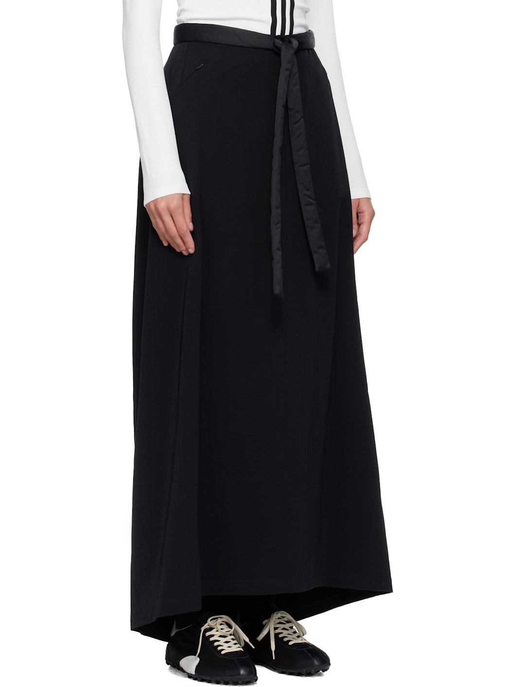 Black Padded Midi Skirt - 2